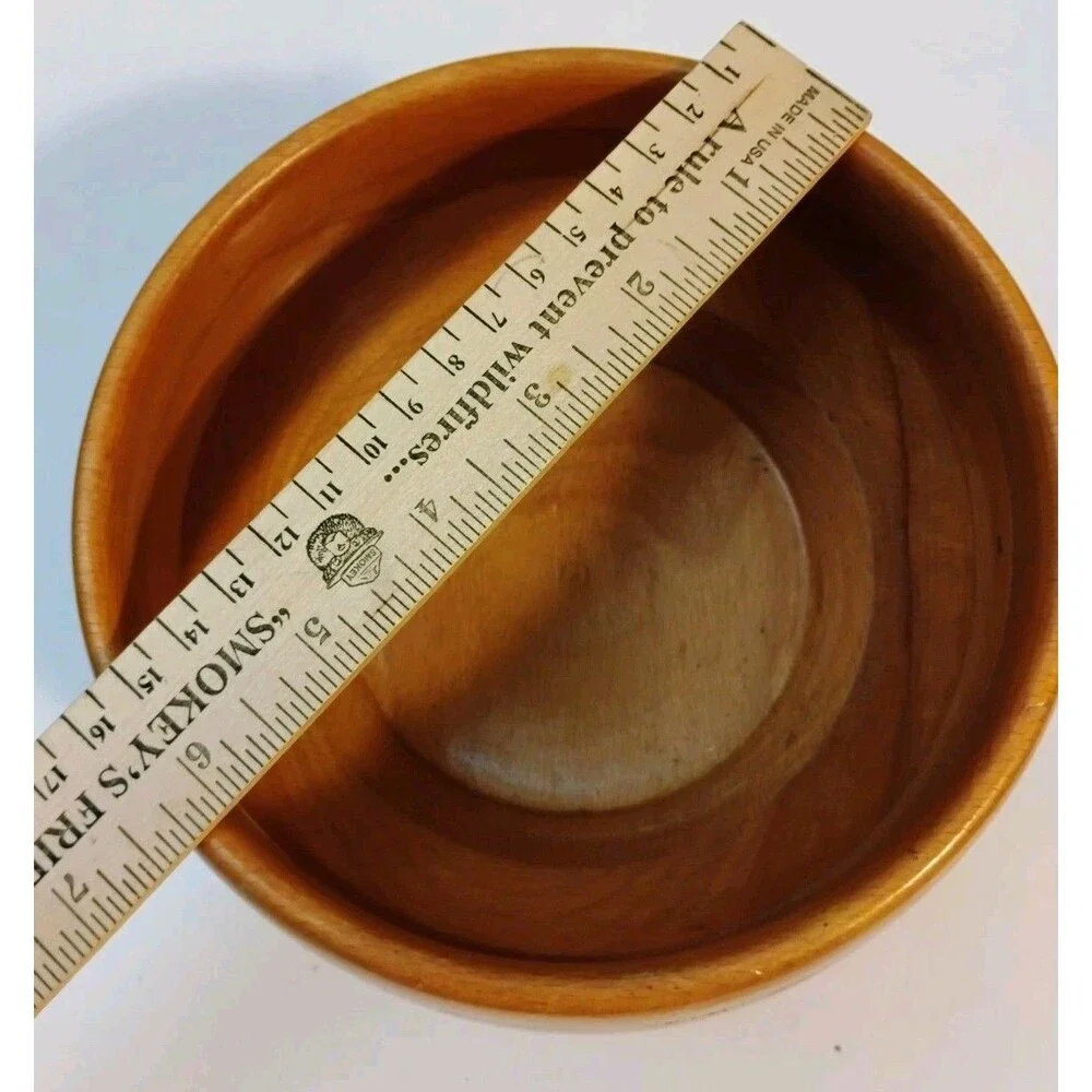 Vintage Mid Century Segmented Wooden Bowl Laminated Wood Layered Base 6.5